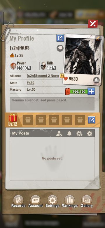 Example My Profile screen