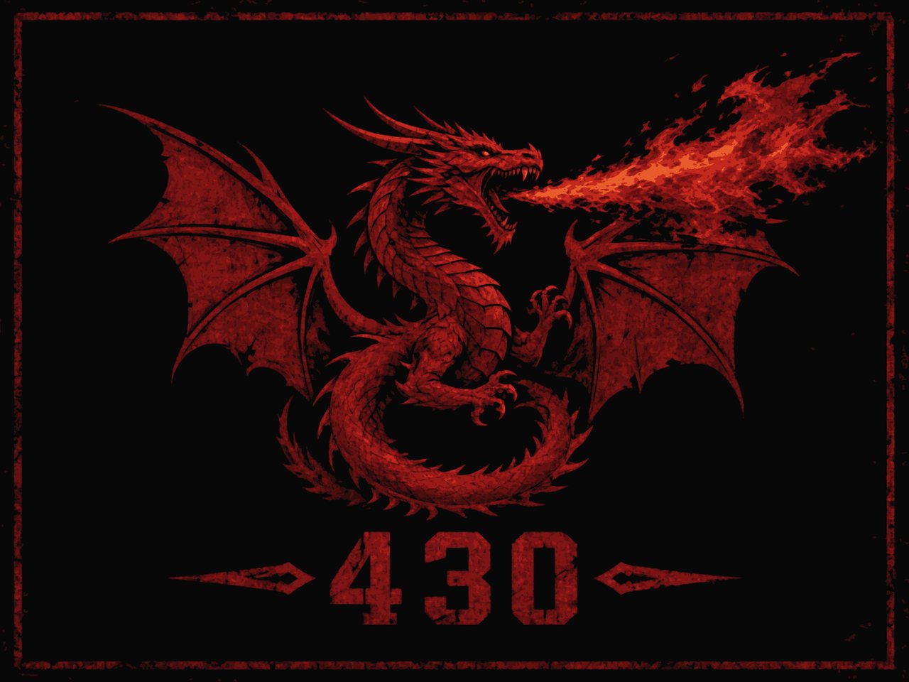 State 430 flag: a red fire-breathing dragon above the number 430
