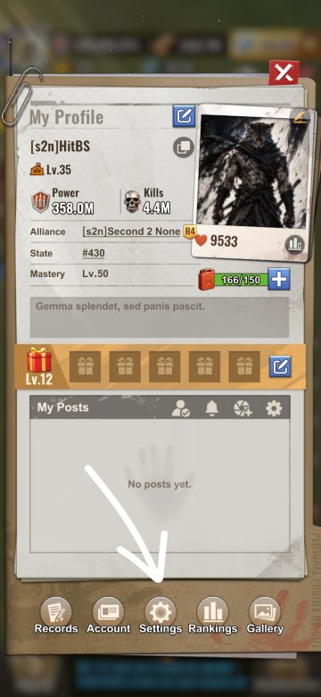 Tap Settings on My Profile